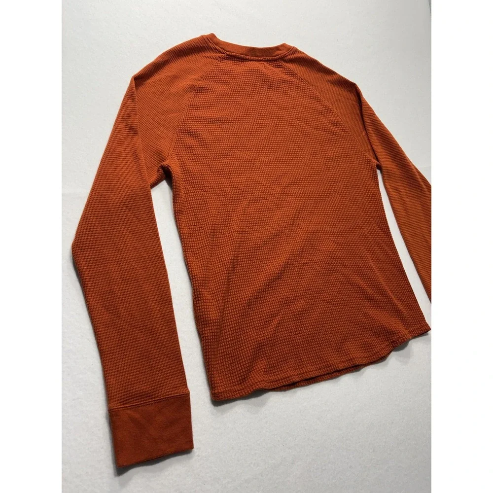Banana Republic Shirt Mens Medium Orange Thermal Waffle Knit Long Sleeve Tee